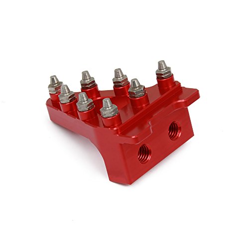 Pedal Freno Moto,Pedal de Freno Trasero Moto Universal Billet Aluminio Freno Trasero Palanca del Pedal Reemplazo de Punta de Paso para Bicicletas de Suciedad - Rojo