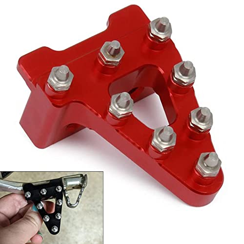 Pedal Freno Moto,Pedal de Freno Trasero Moto Universal Billet Aluminio Freno Trasero Palanca del Pedal Reemplazo de Punta de Paso para Bicicletas de Suciedad - Rojo