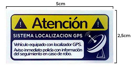 Pegatinas disuasorias localizador GPS vehiculos, Coches Camiones Bicicletas. Adhesivos disuasorios localización satelite (2X Interior pequeñas)