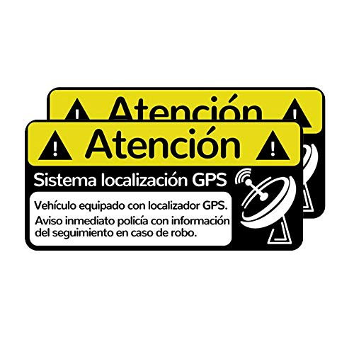 Pegatinas disuasorias localizador GPS vehiculos, Coches Camiones Bicicletas. Adhesivos disuasorios localización satelite (2X Interior pequeñas)