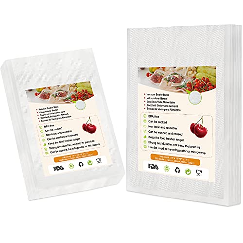 Pemoo Bolsas de Vacio para Alimentos - 200 Bolsas (15x25cm + 20x30cm),BPA Free,para Conservación de Alimentos,Apropiado Varias Envasadora al Vacío