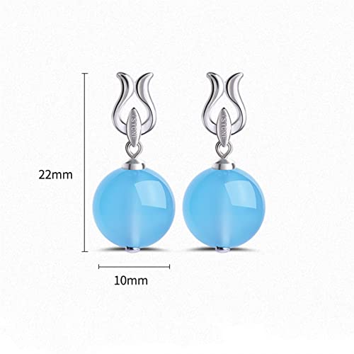 Pendientes para Mujeres Niñas Señoras de lujo elegante azul calcedonia piedras preciosas pendientes colgantes lentes de plata esterlina plata retro banquete pendientes joyería para joyería de Accesori