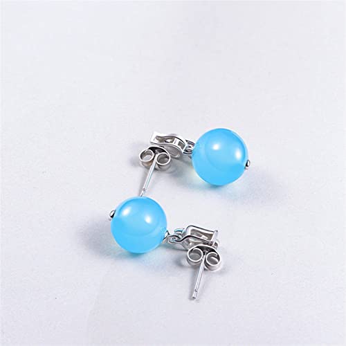 Pendientes para Mujeres Niñas Señoras de lujo elegante azul calcedonia piedras preciosas pendientes colgantes lentes de plata esterlina plata retro banquete pendientes joyería para joyería de Accesori