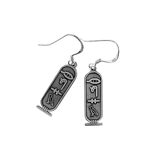 Pendientes plata Ley 925m cartucho egipcio 22 mm. escritura jeroglífica egipcia personalizable