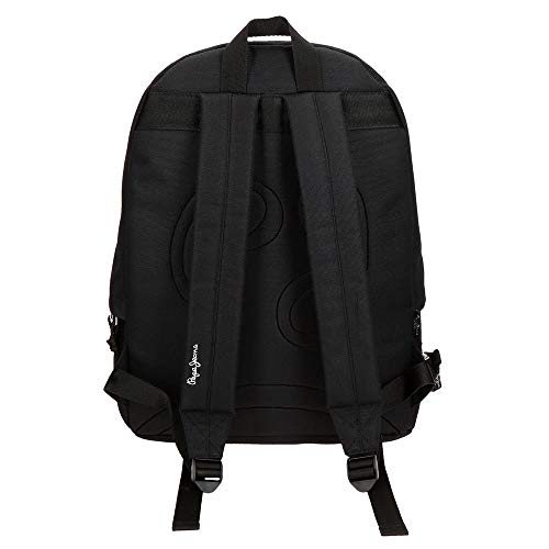 Pepe Jeans Aris Mochila para Portátil 15,6" + Estuche Escolar Negro 31x44x17,5 cms Poliéster 23.87L