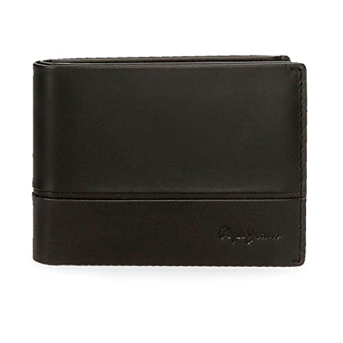 Pepe Jeans Dandy Cartera horizontal con monedero Negro 11x8x1 cms Piel