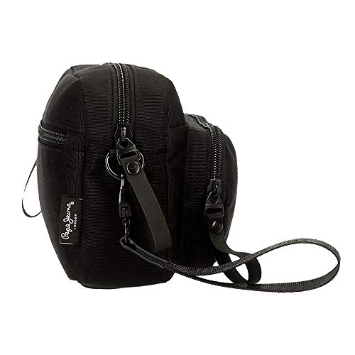 Pepe Jeans Denton Bolso de Mano Negro 24,5x15x6 cms Poliéster Reciclado