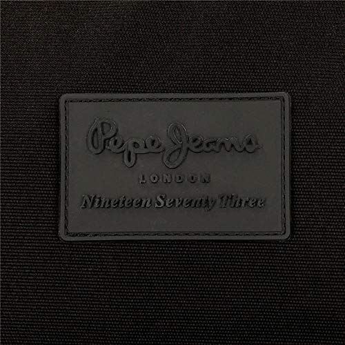 Pepe Jeans Denton Bolso de Mano Negro 24,5x15x6 cms Poliéster Reciclado