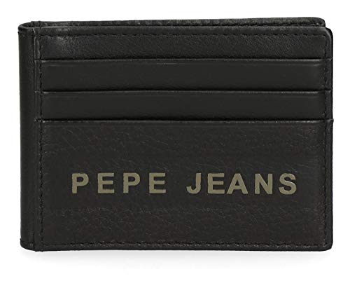 Pepe Jeans Raise Tarjetero Negro 9,5x7,5 cms Piel