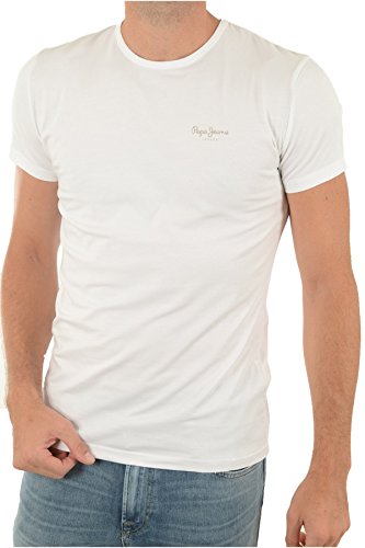 Pepe Jeans T-Shirt Original Basic S/S Camiseta, Blanco (White 800), Large para Hombre