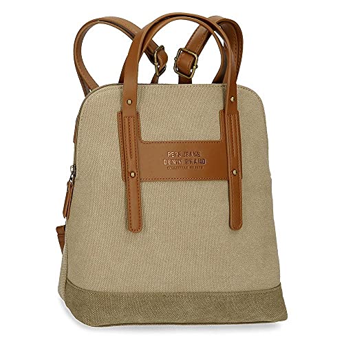 Pepe Jeans Tana Mochila Beige 26x29x10 cms Algodón, Poliéster y PU. 7,54L