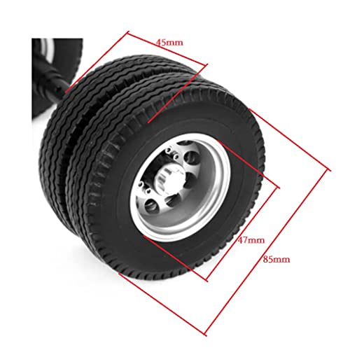 perfeclan Neumático de Eje Trasero sin Motor, Modelo de Cubo de Rueda de 10 Orificios, Accesorios de Coche para Tamiya 1/14, Tractor, Remolque, Remolque Trasero - 140MM