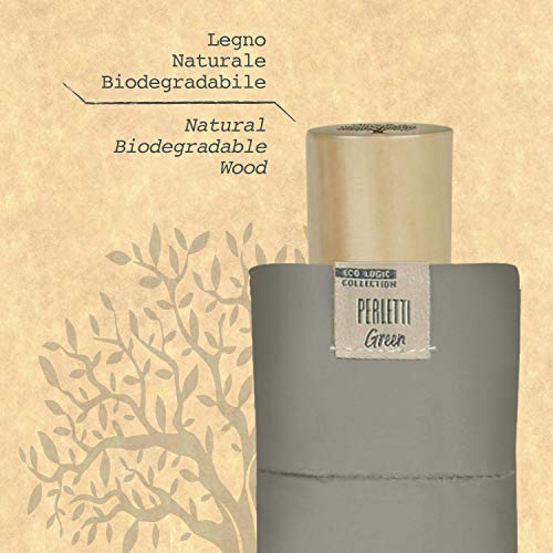 PERLETTI Green Paraguas Plegable de Viaje Antiviento Ecológico para Mujer - Mango de Madera Biodegradable con Apertura Manual - Paraguas Mini Compacto Ligero Resistente Eco Sostenible (Marrón Pastel)