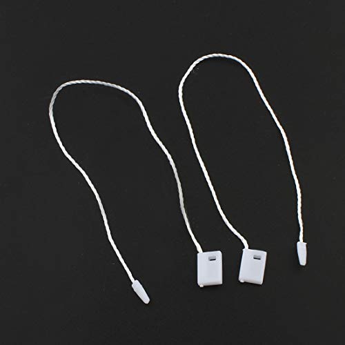 Perlin - 400 etiquetas para colgar, cordón de nailon blanco, con cierre de clip, 17,8 cm, para etiquetas, ropa, joyas, equipaje y para productos de seguridad.