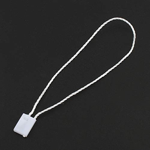Perlin - 400 etiquetas para colgar, cordón de nailon blanco, con cierre de clip, 17,8 cm, para etiquetas, ropa, joyas, equipaje y para productos de seguridad.