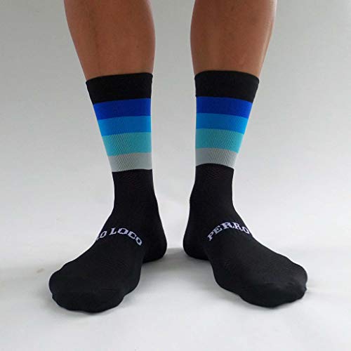 PERRO LOCO CLOTHES Calcetines de Ciclismo Edición Limitada. Hechos en España. Calcetines para Bici. (Widow Azul, 40-42)