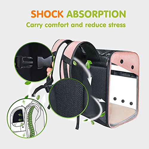 PETCUTE Mochila para Gatos,Plegable Mochila Transportín Gato,Transpirable Bolsa de Transporte para Mascotas con Correa de Seguridad Interior,Mochila Portador para Mascotas Perro Gatos para Viajar