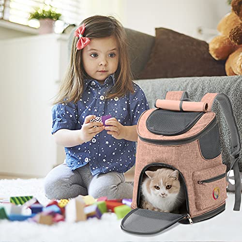 PETCUTE Mochilas para Perros Gatos,Transpirable Suave Bolsa de Transporte para Mascotas hasta 8 kg,Colchón Suave,Plegable Mochila Transportín Gato con Correa De Seguridad Interior para Viajar