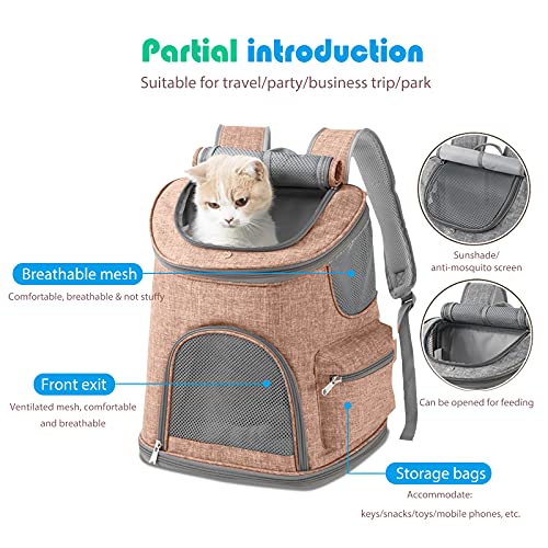 PETCUTE Mochilas para Perros Gatos,Transpirable Suave Bolsa de Transporte para Mascotas hasta 8 kg,Colchón Suave,Plegable Mochila Transportín Gato con Correa De Seguridad Interior para Viajar