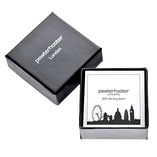 pewterhooter® Colgante de plata de ley 925 para mujer fabricado con cristal azore brillante de Swarovski. Caja de regalo. Fabricado en el Reino Unido.