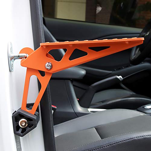 PHATRIP Pedal Puerta Coche, Pedal Gancho Plegable para de Brazo de Bloqueo Puerta del Coche en Forma de U, Fácil Acceso al Techo del Coche, Apto para la Mayoría de Vehículo, SUV, Jeep (Naranja)