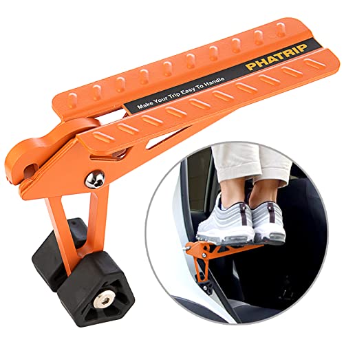 PHATRIP Pedal Puerta Coche, Pedal Gancho Plegable para de Brazo de Bloqueo Puerta del Coche en Forma de U, Fácil Acceso al Techo del Coche, Apto para la Mayoría de Vehículo, SUV, Jeep (Naranja)