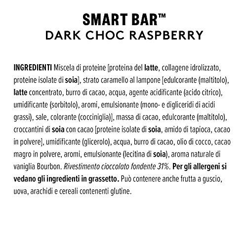 PhD Smart Bars, Pack de Barritas Altas en Proteínas Bajas en Carbohidratos con Delicioso Sabor de Frambuesa y Chocolate Negro (Caja de 12 x 64g)