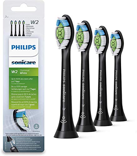 Philips HX6064/11 - Pack con 4 cabezales Optimal White para cepillos Sonicare, color negro