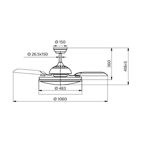 Philips Lighting Bliss - Ventilador de techo con luz LED y mando, 80W, luz blanca de cálida a fría (3000-5500K), diametro 510mm, color blanco