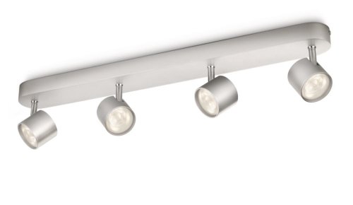 Philips myLiving Star - Barra de focos, LED, 4 luces, aluminio, luz blanca cálida, 3 W, color gris