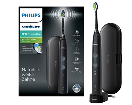 Philips Sonicare HX6830/53 ProtectiveClean - Cepillo de dientes eléctrico con sensor de presión, reconocimiento inteligente de cabezal, 2 modos de limpieza y estuche de viaje, color negro