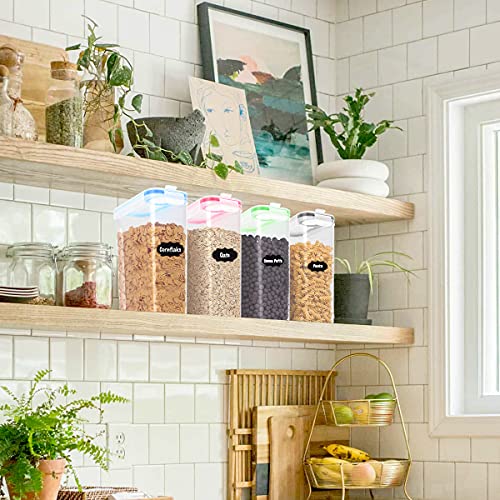 Philorn Frascos De Almacenamiento De 4L, Latas De Muesli, Juego De Frascos De Almacenamiento De 4 Piezas, Juego De Contenedores De Plástico Grandes (Negro, Azul, Rosa y Verde)