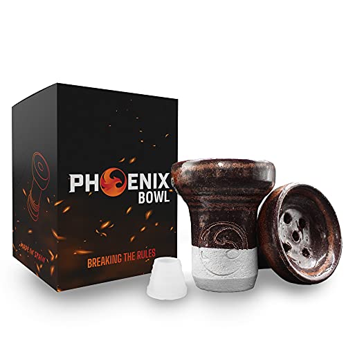 Phoenix Azteca - Cazoleta Cachimba Shisha Accesorio para Gestor de Calor shisha Tarro Ceramica Artesanal Con Goma para Cachimba o Junta Shisha Consumo optimo Tabaco cachimba - Tipo Tradicional