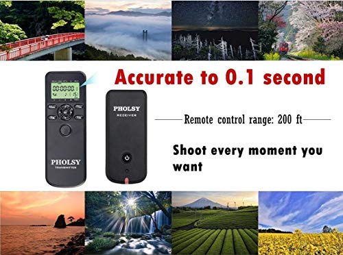 PHOLSY Inalámbrico Temporizador Mando a Distancia Disparador con HDR y Intervalómetro para Canon EOS R RP R5 R6 90D 250D 200D 850D 6D 7D; para Olympus E-M1X E-M1-III E-M5-III; para Fuji XT3 XT4 XT30