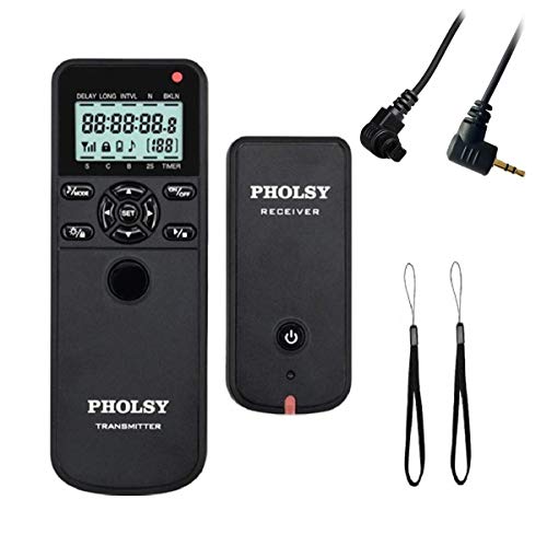PHOLSY Inalámbrico Temporizador Mando a Distancia Disparador con HDR y Intervalómetro para Canon EOS R RP R5 R6 90D 250D 200D 850D 6D 7D; para Olympus E-M1X E-M1-III E-M5-III; para Fuji XT3 XT4 XT30