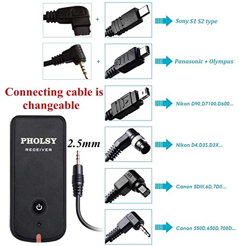 PHOLSY Inalámbrico Temporizador Mando a Distancia Disparador con HDR y Intervalómetro para Canon EOS R RP R5 R6 90D 250D 200D 850D 6D 7D; para Olympus E-M1X E-M1-III E-M5-III; para Fuji XT3 XT4 XT30