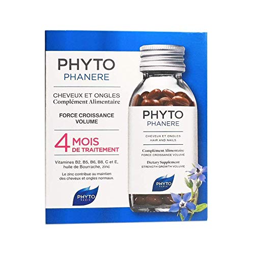 Phyto Phytophanere - Suplemento alimenticio para el cabello y las uñas - 4 meses de tratamiento - En cápsulas de 120 + 120