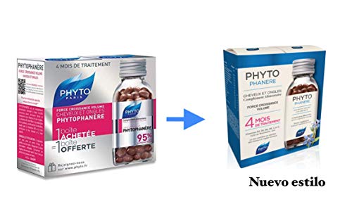 Phyto Phytophanere - Suplemento alimenticio para el cabello y las uñas - 4 meses de tratamiento - En cápsulas de 120 + 120