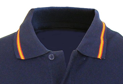 Pi2010 – Polo Ejército del Aire para Hombre, Color Azul Marino, Bandera España en Cuello y Mangas, 100% algodón, Talla M