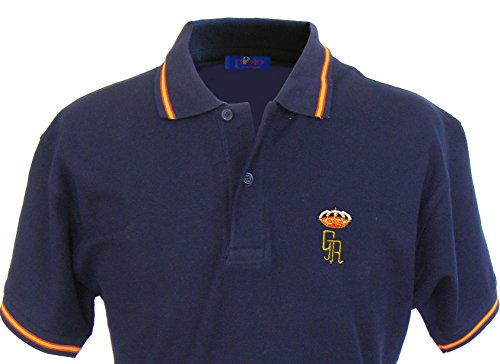Pi2010 – Polo Hombre Marino, Bordado Guardia Real en Pecho, Bandera España en Cuello y Mangas, 100% algodón, Talla XL