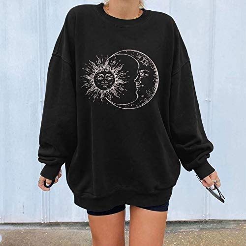 Pianshanzi Blusa de manga larga para mujer, otoño, invierno, con estampado de mariposas, para niñas, bonita sudadera con capucha Tie-Dye adolescentes y niñas, Negro , L