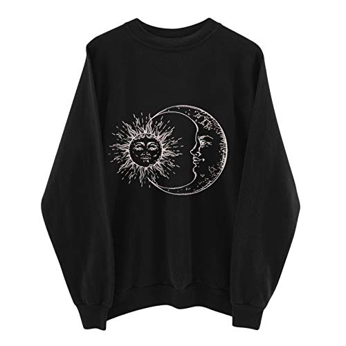 Pianshanzi Blusa de manga larga para mujer, otoño, invierno, con estampado de mariposas, para niñas, bonita sudadera con capucha Tie-Dye adolescentes y niñas, Negro , L