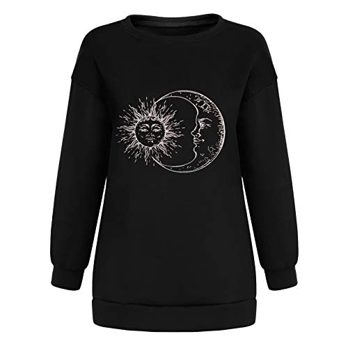 Pianshanzi Blusa de manga larga para mujer, otoño, invierno, con estampado de mariposas, para niñas, bonita sudadera con capucha Tie-Dye adolescentes y niñas, Negro , L