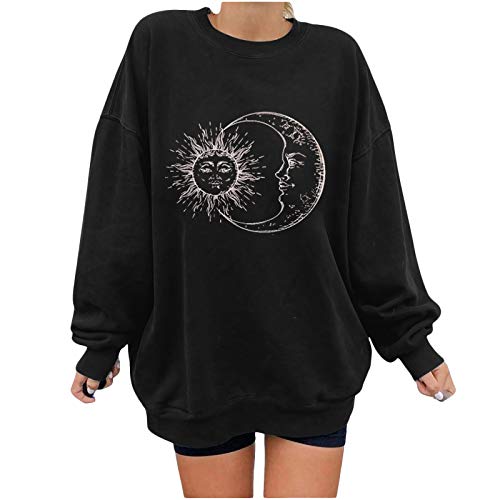 Pianshanzi Blusa de manga larga para mujer, otoño, invierno, con estampado de mariposas, para niñas, bonita sudadera con capucha Tie-Dye adolescentes y niñas, Negro , L