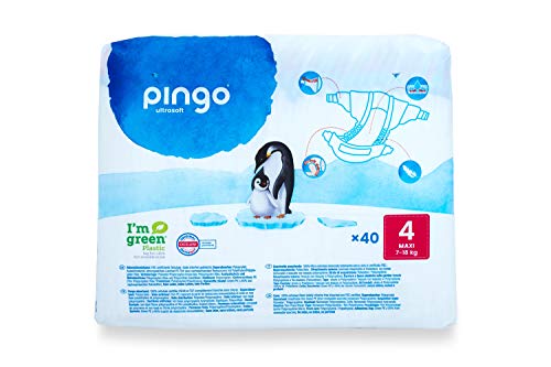 Pingo - Pañales Talla 4 Maxi - 2 paquetes de 40 unidades-7-18 kg -Pañales para bebé - Anti-alergénicos sin perfume - Máxima Absorción - Pañales ecológicos - Pieles sensibles - Color Blanco