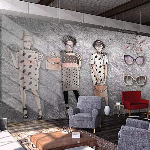Pintado a mano retro tienda de ropa de belleza herramientas fondo pintura de la pared hipster falda moda marea tienda papel pintado mur Papel tapiz no tejido Papel tapiz 3D Decoración-250cm×170cm