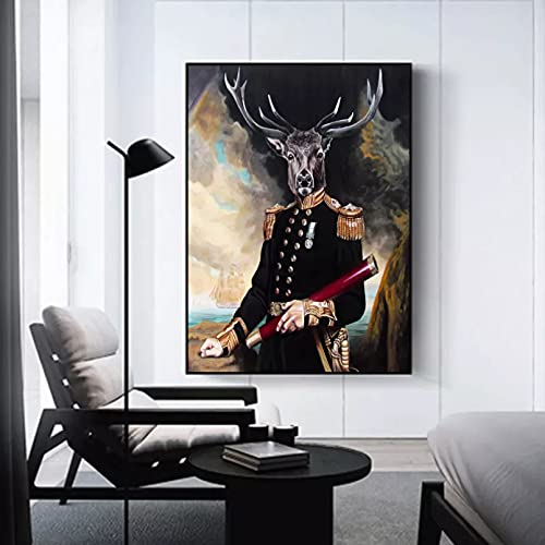 Pintura decor Pared Arte Impresiones Lienzo Póster abstracto ciervo pintura lienzo cuadros artísticos pared Jazz decor sala estar decor moderna hogar pinturas animales nobles Decor regalo -50x70cm