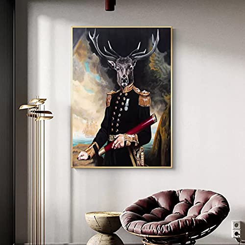 Pintura decor Pared Arte Impresiones Lienzo Póster abstracto ciervo pintura lienzo cuadros artísticos pared Jazz decor sala estar decor moderna hogar pinturas animales nobles Decor regalo -50x70cm