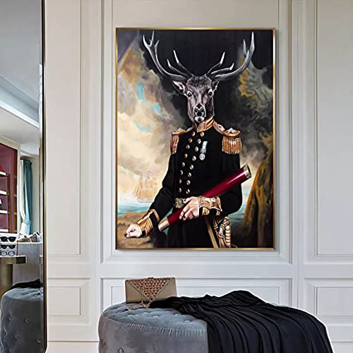 Pintura decor Pared Arte Impresiones Lienzo Póster abstracto ciervo pintura lienzo cuadros artísticos pared Jazz decor sala estar decor moderna hogar pinturas animales nobles Decor regalo -50x70cm