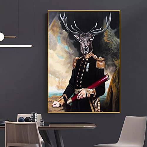 Pintura decor Pared Arte Impresiones Lienzo Póster abstracto ciervo pintura lienzo cuadros artísticos pared Jazz decor sala estar decor moderna hogar pinturas animales nobles Decor regalo -50x70cm
